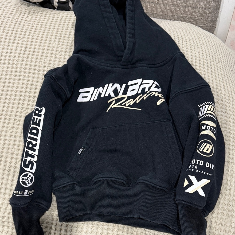 Binky Bravo Racing Kids Black Logo Hoodie